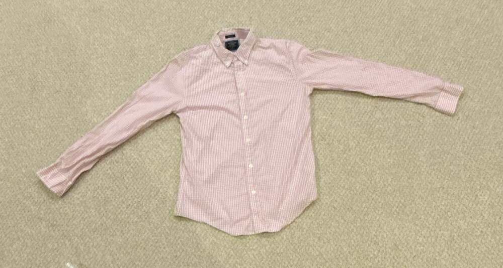 Abercrombie & Fitch Men's Pink Gingham Check Super Slim Long Sleeve Button-Down